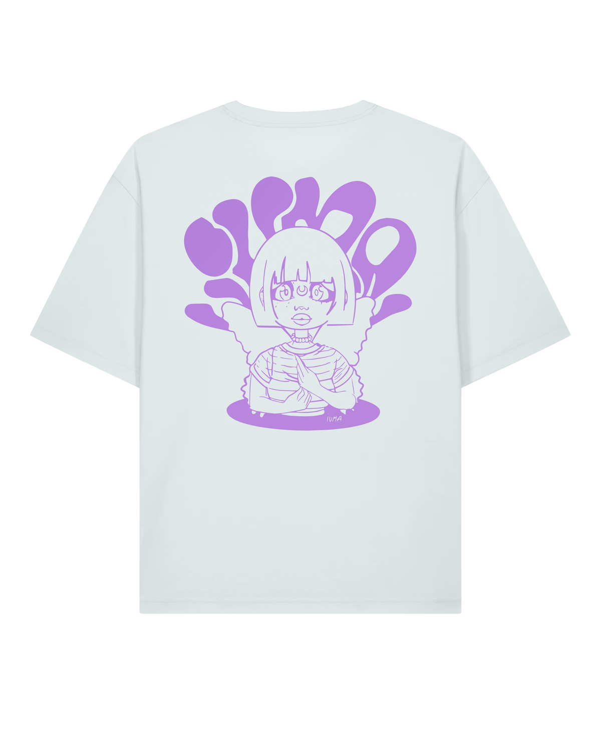 IUMA Shirt - Unisex Blue Ice mit Lavendel-Siebdruck