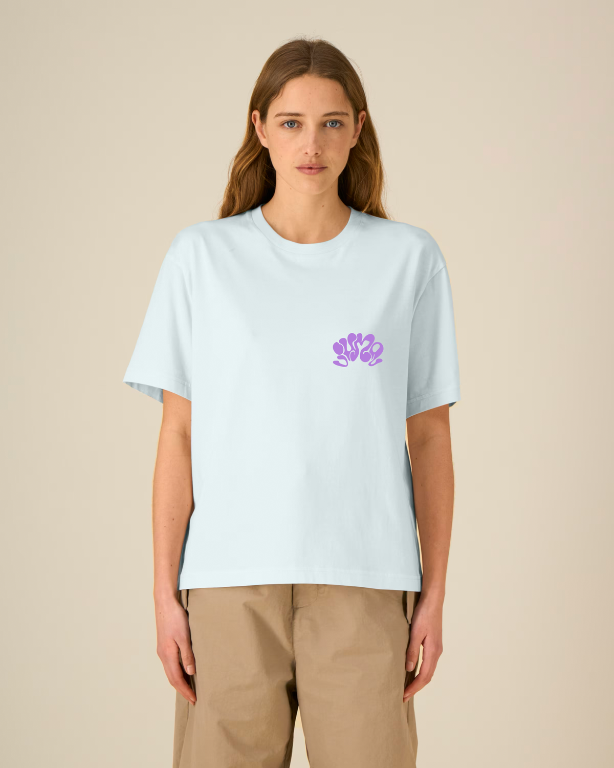 IUMA Shirt - Unisex Blue Ice mit Lavendel-Siebdruck