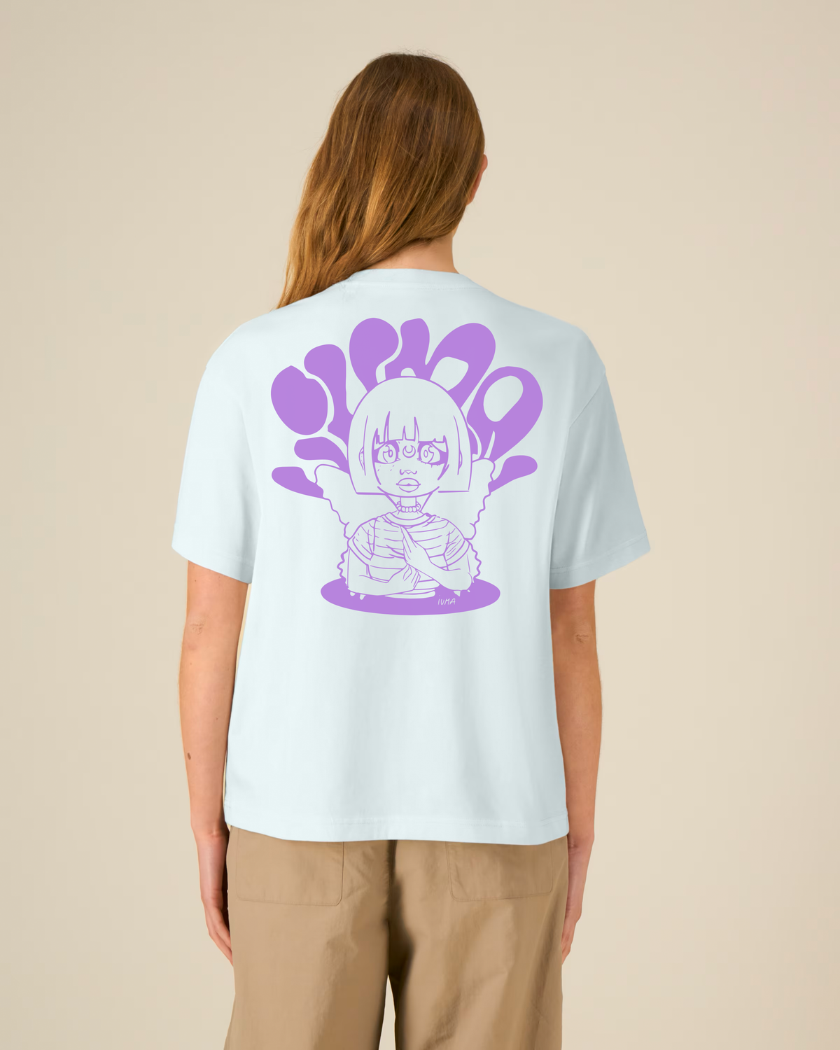IUMA Shirt - Unisex Blue Ice mit Lavendel-Siebdruck