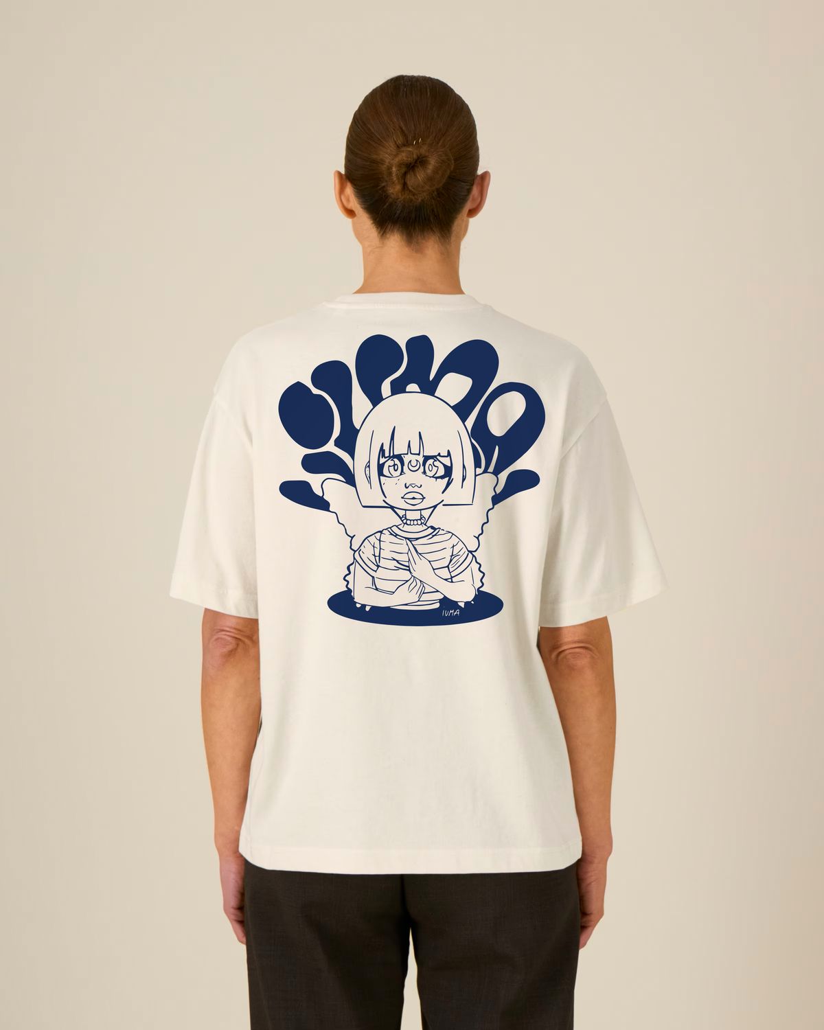 IUMA Shirt - Unisex Off White mit Navy Blue Siebdruck