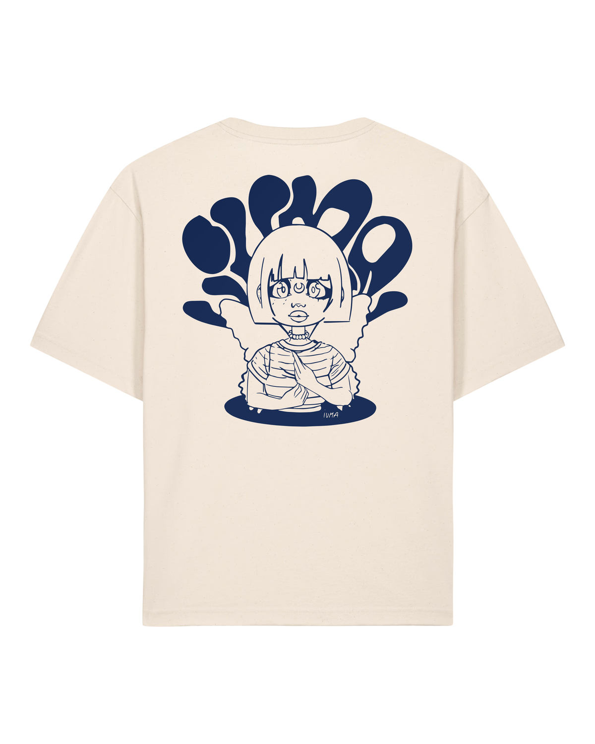 IUMA Shirt - Unisex Off White mit Navy Blue Siebdruck